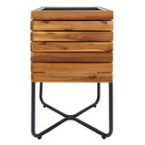 thumbnail of Décoshop26 - Jardinière cache-pot carré 60 x 33 x 33 cm pour extérieur acier et bois d'acacia marron 04_0007221