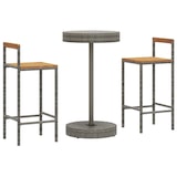 thumbnail of vidaXL 3-tlg. Gartenbar-Set Grau Poly Rattan & Massivholz Akazie