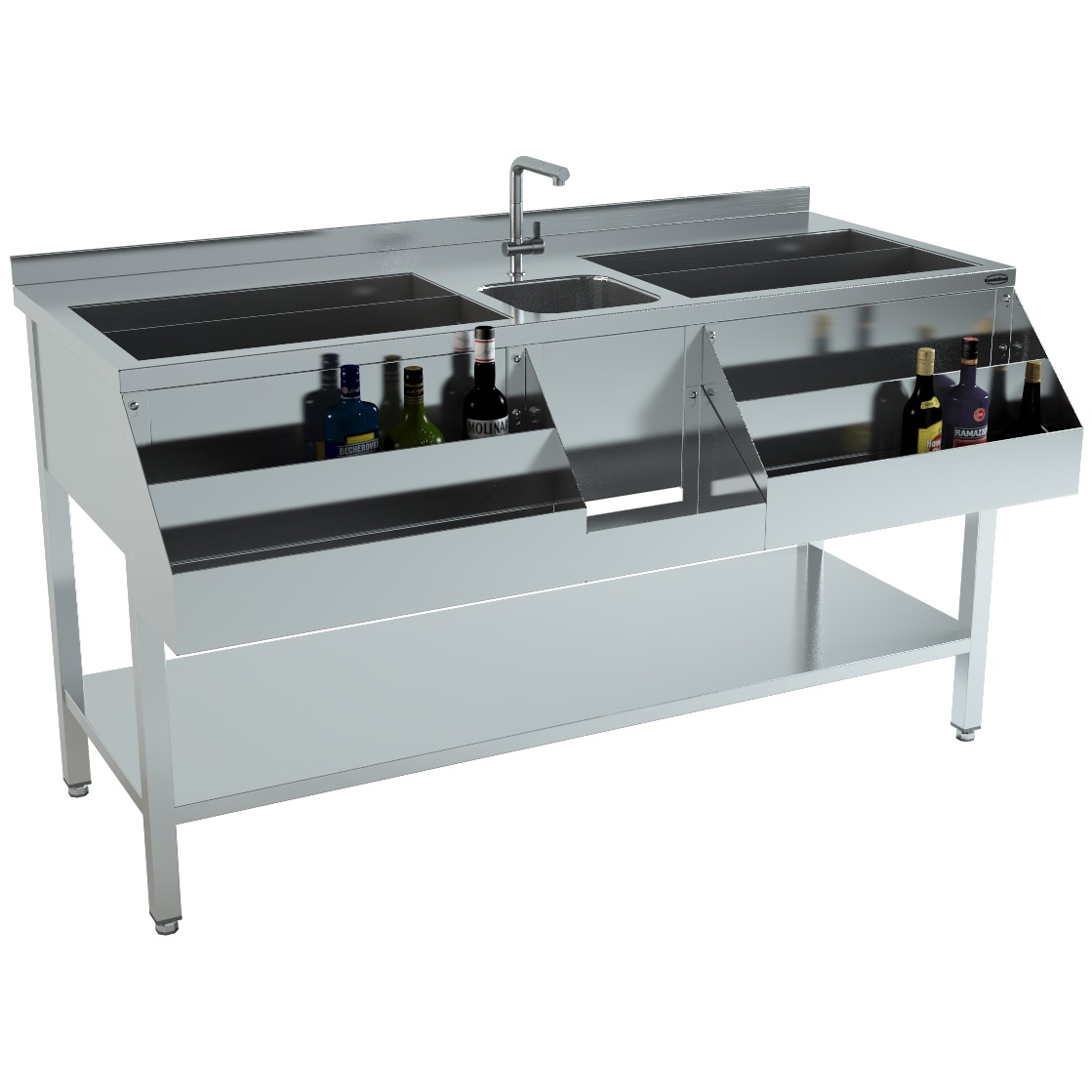 Combisteel cocktailbar met RVS spoelbak