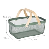 thumbnail of Relaxdays Drahtkorb mit Henkel, eckig, Aufbewahrungskorb Metall & Holz, Utensilienkorb Küche, Bad, Wohnzimmer, mint