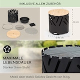 thumbnail of Crown 3-in-1 Feuerschale Ø 46 cm wasser- und frostfest Grillplatte Grillrost Bambusplatte Schwarz