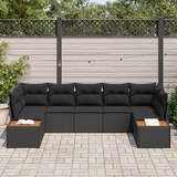 thumbnail of vidaXL 7-teiliges Garten Sofa Set mit Kissen in Schwarz aus Poly Rattan