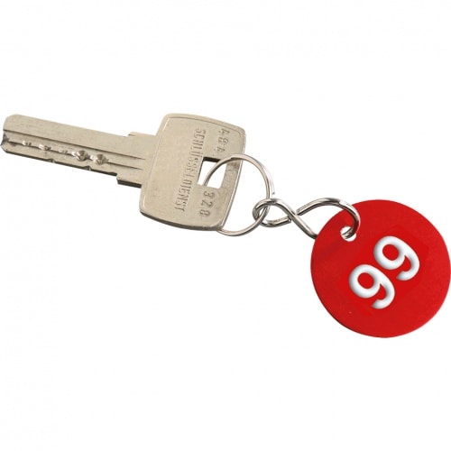 Kennzeichnungsmarken 1-100, fortlaufend numeriert, rot, Aluminium, Ø30mm, 100/VE