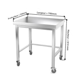 thumbnail of Arbeitstisch aus Edelstahl 700 x 500 mm mit Verstärkung auf PREMIUM / Rollen. GOLDINOX
