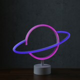 thumbnail of LED NEON Licht Planet Saturn Neonlicht Schild Leuchtfigur Batterie USB pink blau