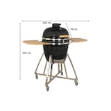 thumbnail of Tarrington House Barbacoa de carbón Kamado Naggado, Ø 47 cm, cocción Divide & Conquer, mesas auxiliares, móvil, cerámica/acero inoxidable, negro