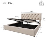 thumbnail of Polsterbett 140x200 cm mit verstellbarem Kopfteil und hydraulischem Stauraum – modernes Design in natürlichem Leinen