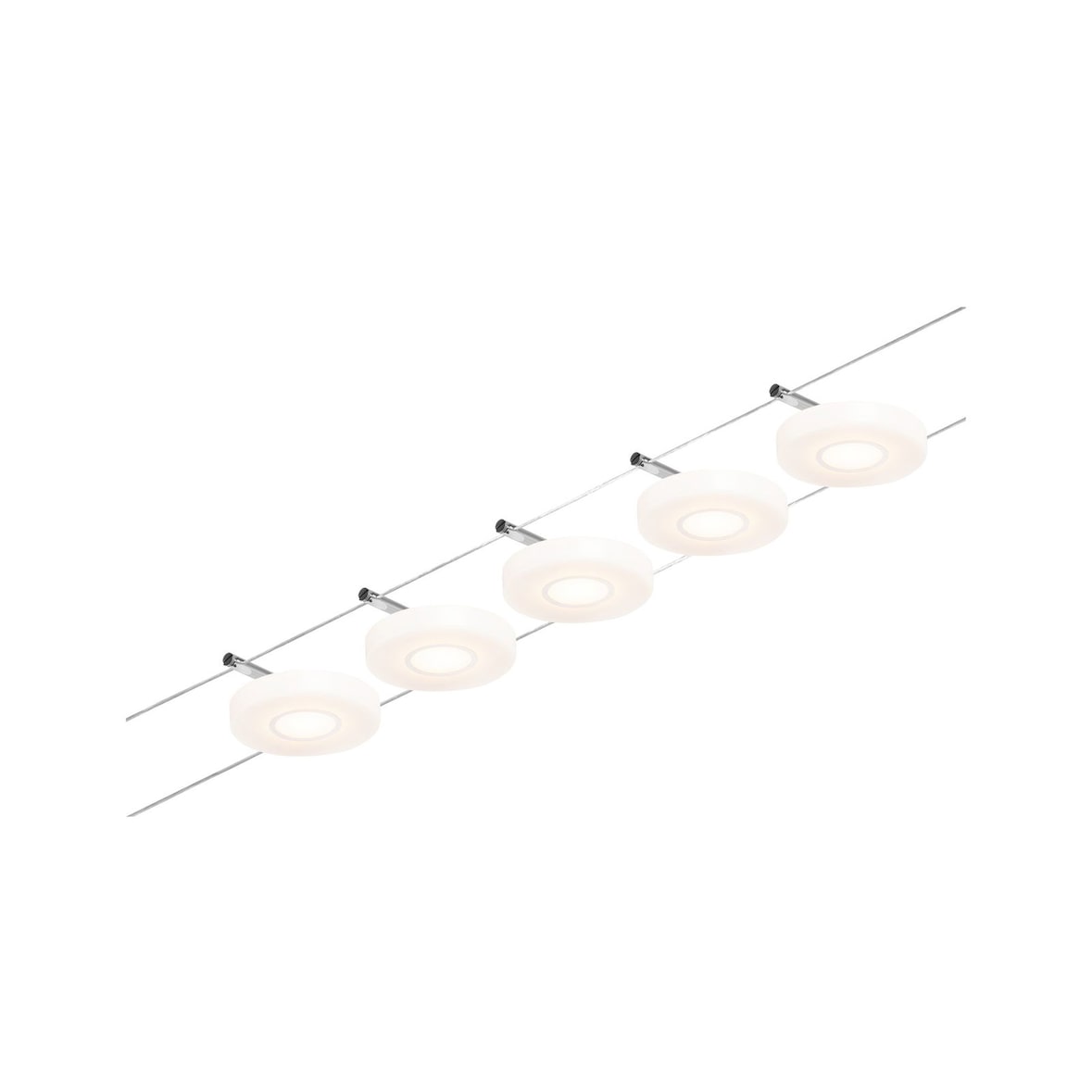 Paulmann CorDuo Système sur câbles LED DiscLED Kit de base  5x200lm 5x4,5W 3000K  230/12V Chrome mat#Chrome 94426