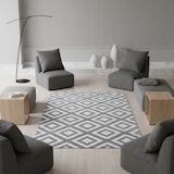 thumbnail of Teppich Waschbar Geo-Muster Modern Strapazierfähig Esszimmer Flur Grau 240x340 cm OEKO-TEX Fußbodenheizung geeignet – INN von Kadima Design