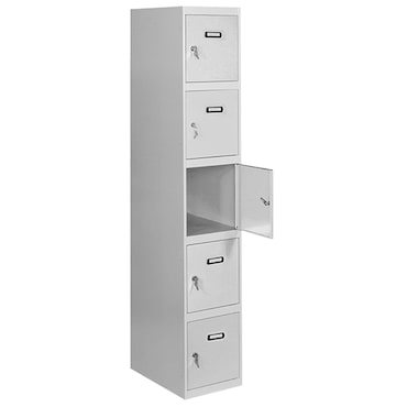 SimonRack Taquillas Vestuario Metálica, 1800x300x500 mm, 5 Puertas, Incluye Llave, Gris - Simonlocker