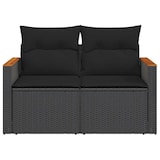 thumbnail of vidaXL Tuinbank 2-zits met kussens poly rattan zwart