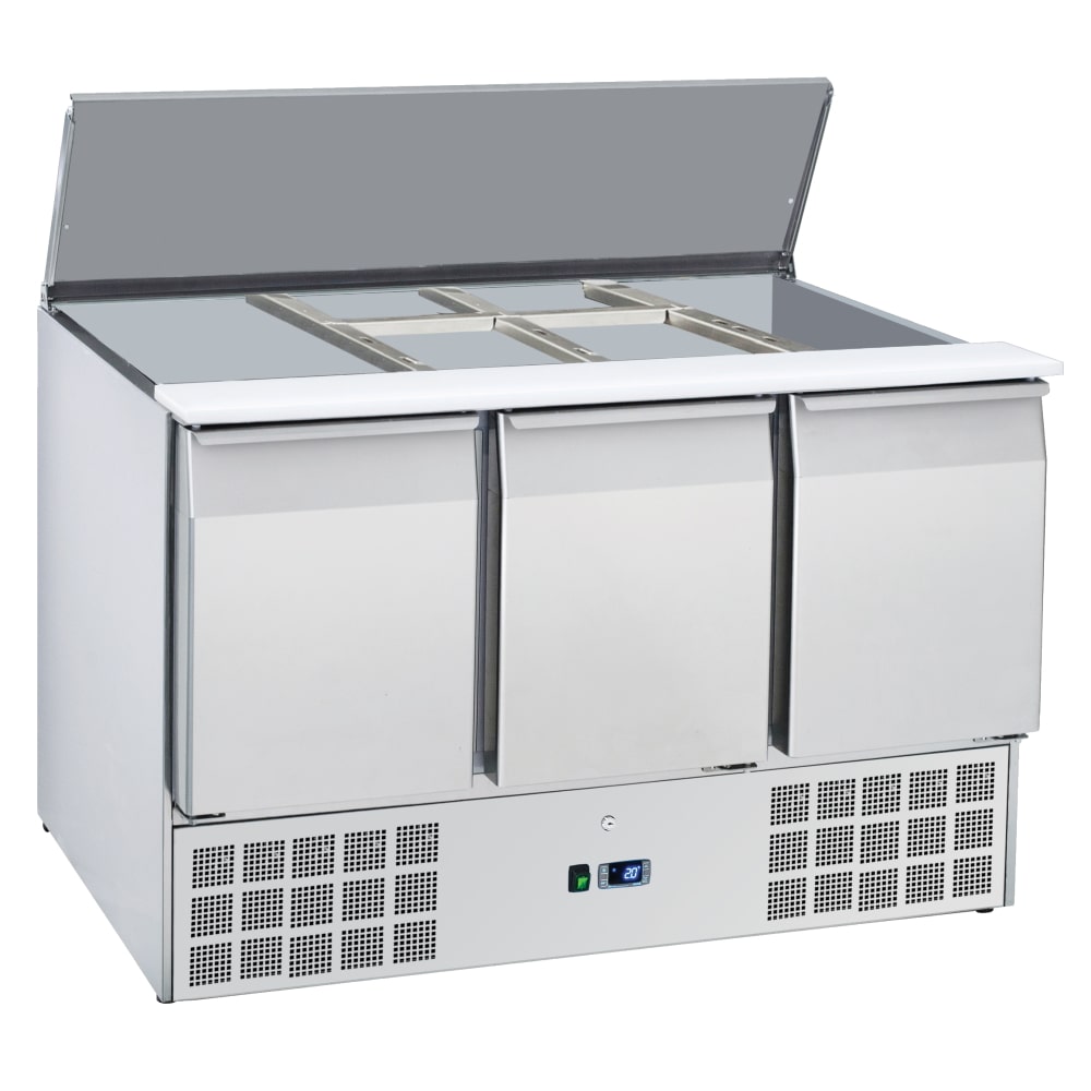 Salatvorbereitungsmöbel 3 türen 3 gitter gn 1/1 - 1365x700x880 mm - 230 W 230/1V - 702A39RC Eurast