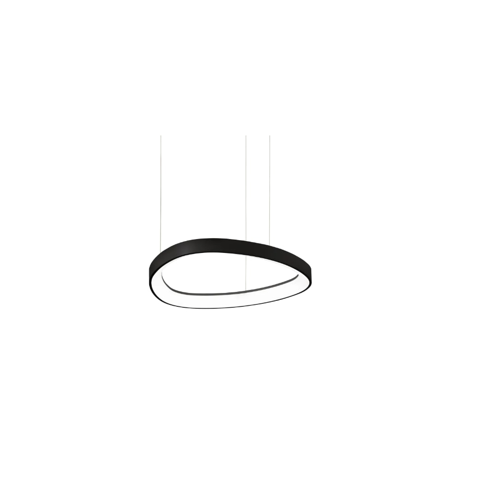 gemini sp d081 on-off 2700k, luminária de suspensão circular em alumínio preto com luz led, ideal lux