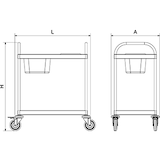 thumbnail of Carrinho de coleção com 2 prateleiras de 1235x535x975 mm.