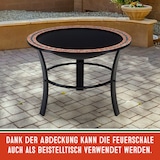 thumbnail of GARDEBRUK® Feuerschale mit Funkenschutz Schürhaken Abdeckung Rost Rund 76cm Mosaik Stahl Feuerkorb Feuerstelle Grill
