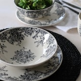 thumbnail of Novastyl - Lot 6 assiettes creuses florali 20.5cm en grès décor noir