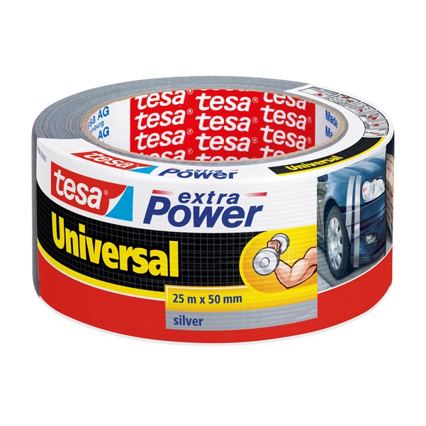 tesa 56388-00000-12 extra power universal 25m x 50mm gewebeverstärktes Folienband silber(P)