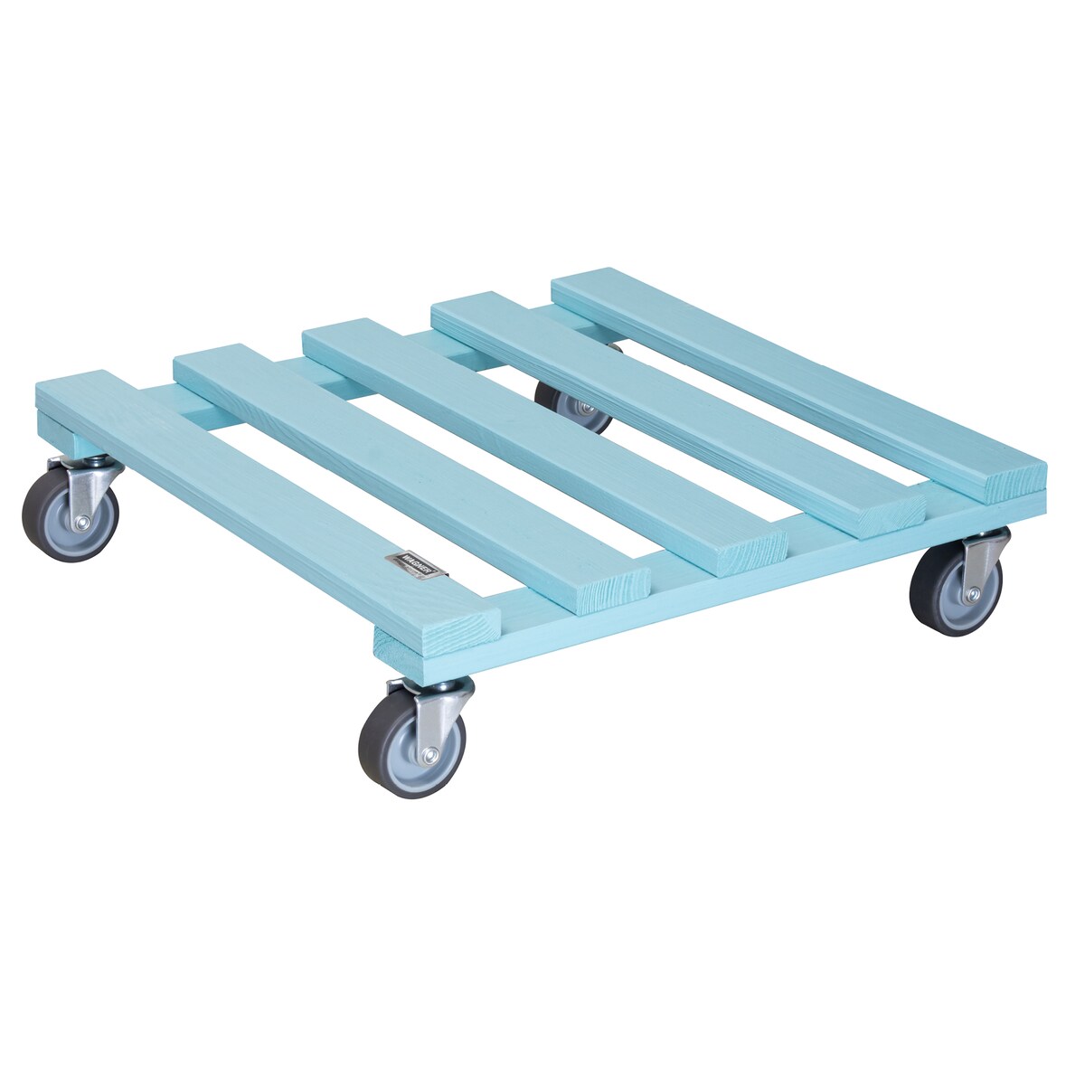 WAGNER Pflanzenroller HOLIDAY 38 x 38 x 9,5 cm, außen&innen, Holz türkis, Softrollen, max. 120 kg, EU Ware - 20041301