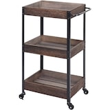 thumbnail of Décoshop26 - Chariot de service cuisine bar avec 3 niveaux étagères sur roulettes en bois massif shabby marron ETA04057