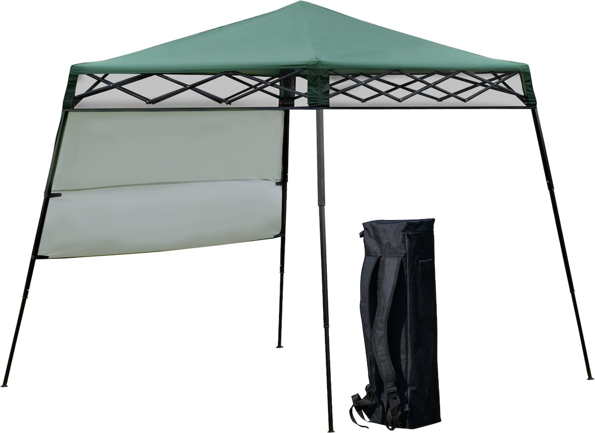 Carpa Plegable 2,2x2,2x2m con Lateral y Protección UV 50+ de Acero Verde