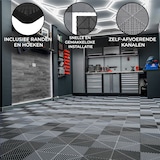 thumbnail of Geventileerde Kliktegels 6m x 6m voor Garage en Werkplaatsen, Antislip - 120 Zwart en 120 Grijs