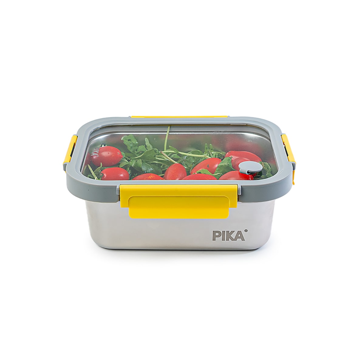 PIKA - Boite alimentaire 1200ml en inox et couvercle en verre trempé – Hermétique et légère – Compatible micro-ondes, four, congélateur – MetalShock