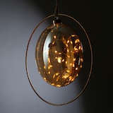 thumbnail of LED Glaskugel im Ring Deko Kugel Juteseil beleuchtet Timer D:26cm gold