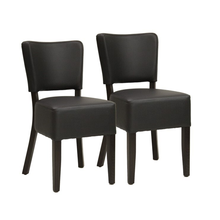 METRO PROFESSIONAL Gestoffeerde restaurantstoel Jack, set van 2, beukenhout/kunstleer, zwart