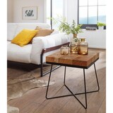 thumbnail of Beistelltisch 45 x 45 x 51 cm Akazie Massivholz mit Metallgestell, Industrial Anstelltisch Quadratisch Massiv Holz Tisch Braun, Wohnzimmertisch