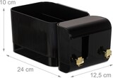 thumbnail of Relaxdays Kosmetik Organizer, 4 Fächer und 2 Haken, Wattestäbchenbehälter, Klebe-Wandmontage, Kunststoff, schwarz/gold