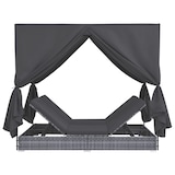 thumbnail of vidaXL Outdoor-Lounge-Bett mit Vorhängen Poly Rattan Grau