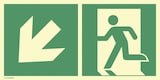 thumbnail of Notausgang links abwärts, Kombi, ISO 7010, Kunststoff, nachl.,160-mcd,400x200mm