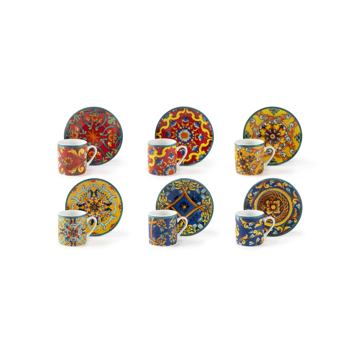 Excelsa lot de 6 cuillères à café con piattini Trinacria 7 cl porcelaine multicolore