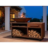 thumbnail of PURLINE Barbacoa grande con mueble y placa de cocción de acero corten EFP56RECT CO