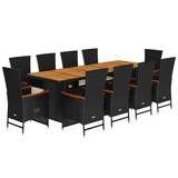 thumbnail of vidaXL 11-tlg. Garten-Essgruppe mit Kissen Schwarz Poly Rattan
