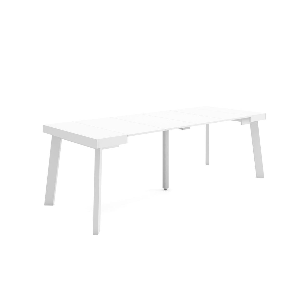 Ausziehbarer Konsolentisch, 222x90x73cm, Für 10 Personen, Holzbeine, Moderner Stil, Weiß _ 305_49