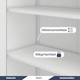 thumbnail of Aktenschrank abschließbar KADO - 5 Ebenen, Flügeltüren | Metallschrank Werkstatt Büroschrank aus Stahl Werkzeugschrank, 185x90x40cm Weiß