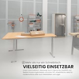 thumbnail of bümö Eckschreibtisch elektrisch höhenverstellbar L-Form: 180 x 160 cm in Asteiche, Gestell silber - Stehschreibtisch mit Memory-Steuerung,
