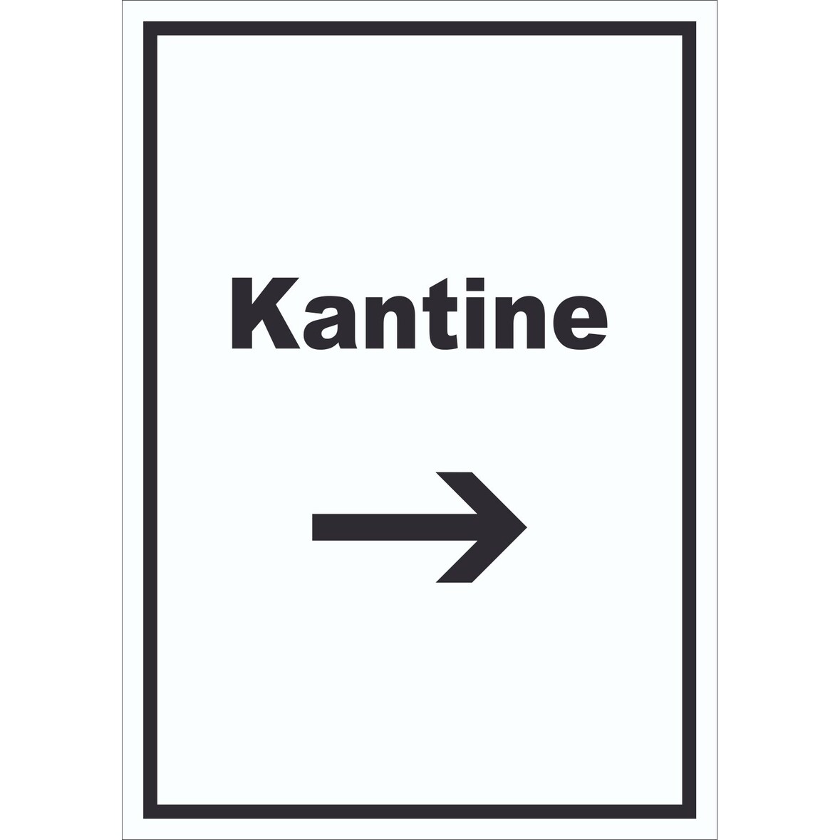 Kantine Schild mit Text und Richtungspfeil rechts essen und trinken hochkant A6 (105x148mm)