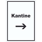 thumbnail of Kantine Schild mit Text und Richtungspfeil rechts essen und trinken hochkant A6 (105x148mm)