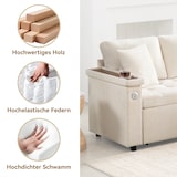 thumbnail of Ecksofa L-Form 3-4-Sitzer ausziehbar mit Stauraum, Schlafsofa Couch Chenille Sofa Wohnzimmer USB-Ladeanschluss 209x130x84 Beige