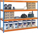 thumbnail of SimonRack Estantería Industrial, 2000x1800x450 mm, 600 kg de Punto Flexión, 4 Estantes Madera, Estantería Garaje, Azul/Naranja/Madera - Simonforte