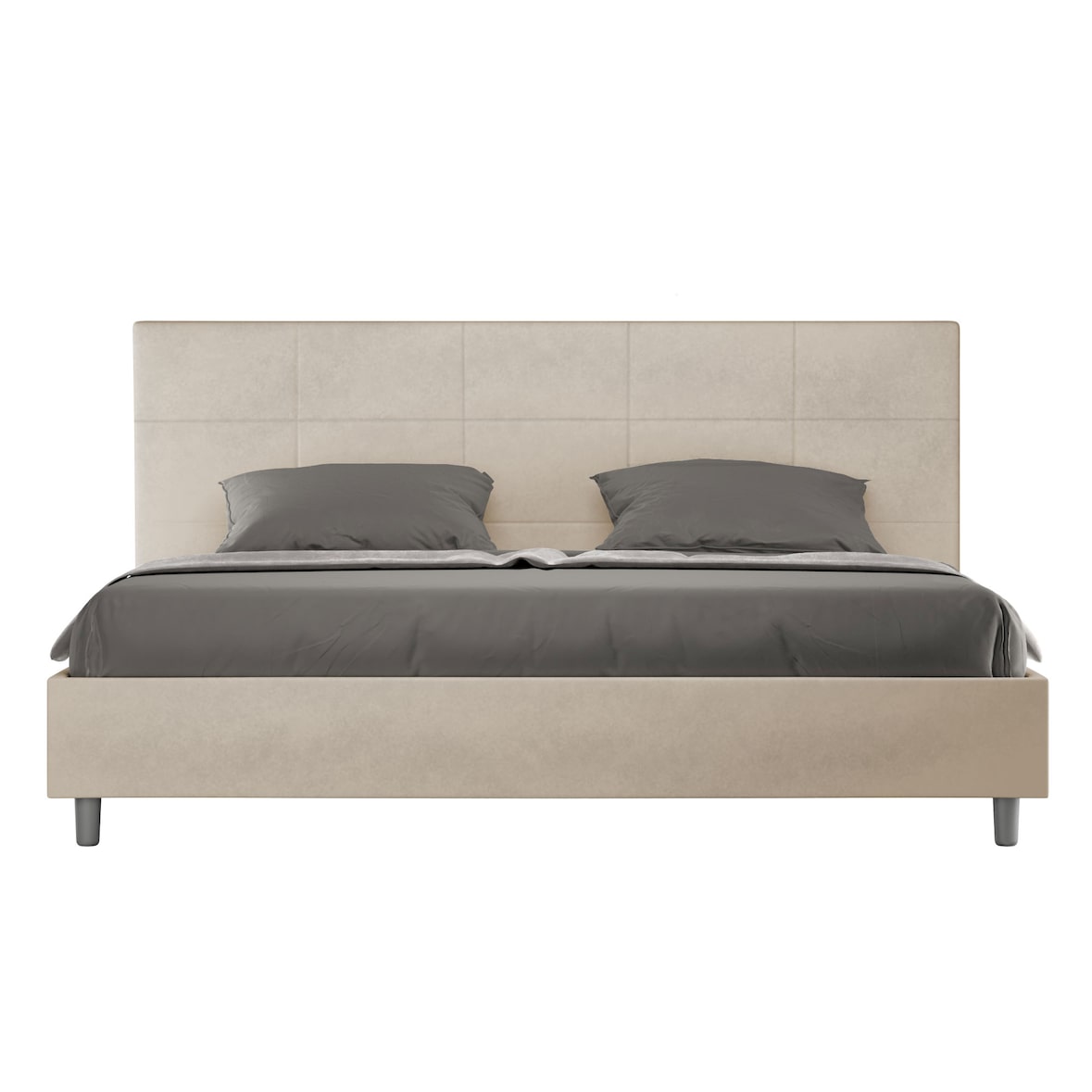 ityhome Letto matrimoniale king size contenitore imbottito 180x190 microfibra sabbia Mika
