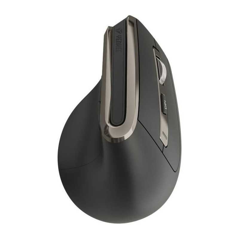 Souris sans fil verticale YMS 5040 ERGO PRO plastique mat noir avec accents métalliques 126 x 82 x 76 mm YENKEE
