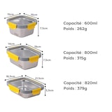 thumbnail of PIKA - Lot de 3 boites alimentaires en inox et couvercle en verre trempé - 600ml + 800ml + 820ml - Compatible micro-ondes - MetalShock