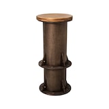 thumbnail of Tabouret de bar fer et bois ciré, H: 73 Ø33 épaisseur assise 3 cm