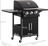 thumbnail of Outsunny barbacoa de gas con 3 quemadores termómetro 2 parrillas de gas con 2 mesas laterales armario de 2 puertas 4 ruedas frenos para BBQ