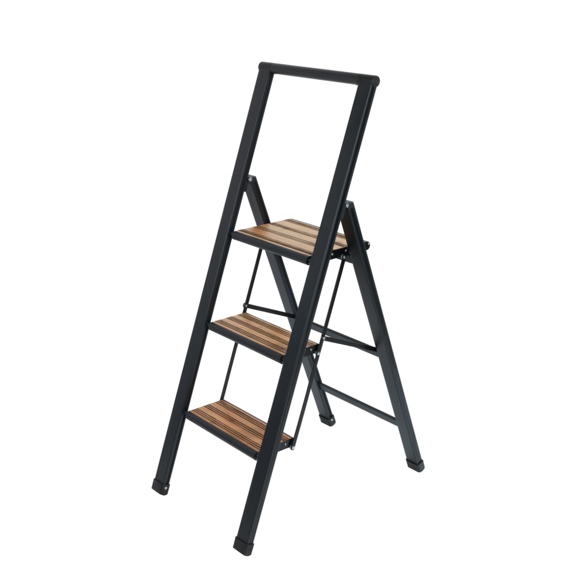 WENKO Alu-Design Klapptrittleiter 3-stufig Schwarz