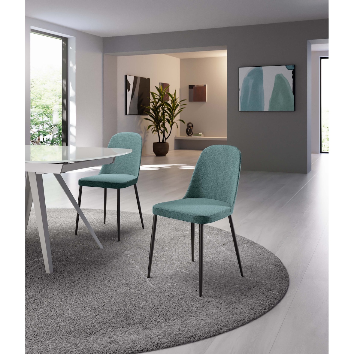 Tamara - Sedia in tessuto blu 4 pz