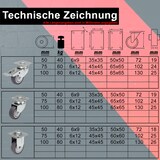 thumbnail of PRIOstahl Transportrollen 50mm Graue Rollen 2 Lenkrollen + 2 Bremsrollen Möbelrollen Spurlos & Leise